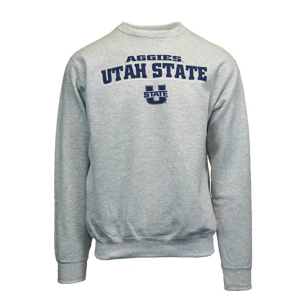 Utah State Aggies U-State Ash Gray Heathered Crew Sweatshirt